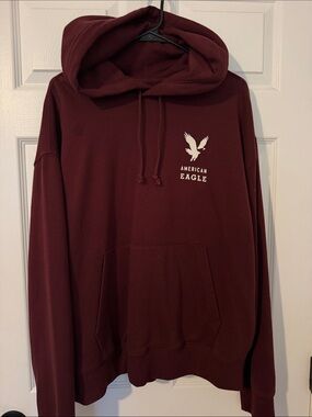 American Eagle Outfitters Maroon Hoodie with White Logo